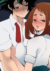 1boy 1boy1girl 1girls big_breasts breasts busty chanleefat curvy female izuku_midoriya large_breasts legs long_nipples male my_hero_academia ochako_uraraka short_hair thick_legs thick_thighs thighs voluptuous