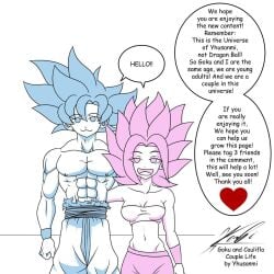 caulifla comic dragon_ball dragon_ball_super female_saiyan goku mini_comic muscular muscular_male saiyan shirtless shirtless_(male) son_goku universe_6/universe_7 universe_6_saiyan/universe_7_saiyan yhusanmi