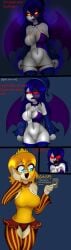 2girls angry big_breasts bra breasts daycare_attendant_(fnaf) demon demon_wings fangs five_nights_at_freddy's five_nights_at_freddy's:_security_breach flirting humanoid moondrop multiple_girls no_panties panties panties_down pussy red_eyes robot robot_girl rule_63 sundrop tagme tongue_out undressing zachthehedgehog97-2