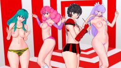 3d 4girls benten breasts female female_only horns lum oni_female oni_girl oyuki ran_(urusei_yatsura) tagme urusei_yatsura