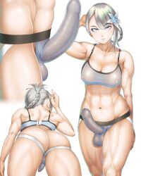 1futa abs armpits arms_up ass backsack balls balls_bulge balls_in_panties balls_under_clothes ballsack big_penis breasts canon_futa canon_intersex casual clothed clothing cock_sleeve_(clothes) dickgirl erect_nipples erection erection_in_panties erection_under_clothes futa_only futa_sans_pussy futanari genitalwear huge_cock human intersex jockstrap kaine_(nier) large_ass light-skinned_futa light_skin mora_nobi mostly_nude muscular muscular_futa nier nier_(series) nier_replicant nipple_bulge nipples nipples_visible_through_clothing pale_skin panties panty_bulge penis penis_bulge penis_in_panties penis_under_clothes see-through silver_hair solo solo_futa sports_bra standing taint tenting toned wide_hips