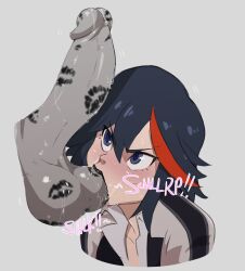 1boy 1girls ball_sucking balls black_lipstick black_lipstick_mark_on_penis clothed_female_nude_male disembodied_penis faceless_male guillion_(toshkarts) huge_cock kill_la_kill lipstick lipstick_mark lipstick_on_balls lipstick_on_penis matoi_ryuuko oral studio_trigger