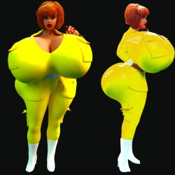 1girls 3d april_o'neil april_o'neil_(tmnt_1987) bimbo huge_breasts huge_hips hyper_bimbo jackd22 large_breasts straight_hair teenage_mutant_ninja_turtles yellow_outfit