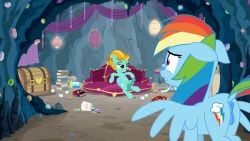 blush friendship_is_magic lightning_dust_(mlp) my_little_pony nervous pussy rainbow_dash_(mlp) smug straight_hair tiarawhy