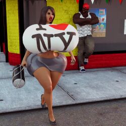 1girls 3d bimbo high_heels huge_breasts huge_hips hyper_bimbo jackd22 large_breasts new_york_city