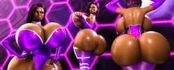 1girls 3d bimbo brown_skin huge_breasts huge_hips large_breasts theryzer_(artist)