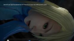 3d bent_over blonde_hair english_text green_eyes icedev metroid nintendo samus_aran shadow text white_skin zero_suit zero_suit_samus