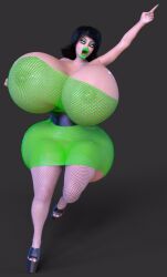 1girls 3d bimbo buttercup_(powerpuff_girls) female gigantic_breasts green_outfit high_heels huge_breasts huge_hips hyper_bimbo jackd22 large_breasts powerpuff_girls straight_hair