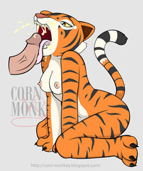 anthro breasts corn_monkey cum female human interspecies kung_fu_panda male master_tigress nude penis solo_focus straight tagme tiger