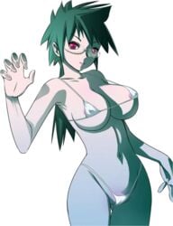 big_breasts black_hair color colored etrian_odyssey glasses green_eyes large_breasts swimsuit