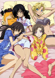 cheese-kun code_geass female female_only gina_weinberg gino_weinberg highres jpeg_artifacts lelouch_lamperouge li_xingke luluko multiple_girls pajamas photoshop pizza_hut rolo_lamperouge roloko rule_63 sleeping