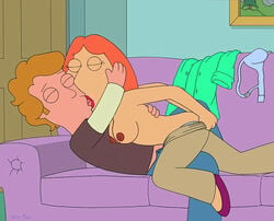 anthony_(family_guy) bra_removed family_guy female french_kiss french_kissing human lois_griffin male mole shirt_removed straight tagme topless topless_female