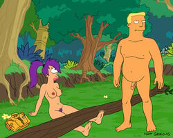 bondage breasts cyclops day female futurama human male matt_groening_(style) mole nature nude outdoors pale_skin penis photoshop sitting standing tagme tan_skin toony tree turanga_leela unshaved_pussy zapp_brannigan