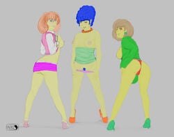 3girls edna_krabappel female female_only high_heels human marge_simpson maude_flanders multiple_females multiple_girls niicko tagme the_simpsons yuri