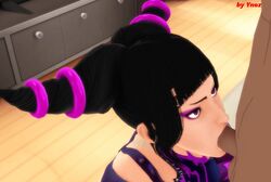 1boy 1girls 3d animated fellatio female juri_han loop male oral purple_eyes satisfaction sex street_fighter street_fighter_v submissive_female ynoz