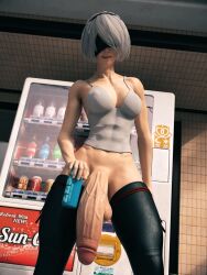 1futa 3d balls big_balls big_breasts big_penis blindfold breasts flaccid futa_only futanari huge_balls huge_cock hyper hyper_penis intersex light-skinned_futa light_skin nier nier:_automata penis penis_to_the_knees salamandraninja solo solo_futa standing testicles thighhighs white_hair yorha_2b