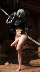 1futa 3d balls big_penis blindfold bottomless breasts clothing erect_penis erection futa_only futanari huge_cock hyper hyper_penis intersex light-skinned_futa light_skin nier nier:_automata penis penis_to_the_knees salamandraninja solo solo_futa standing testicles white_hair yorha_2b