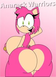 amy_rose anarack big_ass big_breasts big_butt large_ass large_breasts nipple_piercing nipples pink_fur sega sonic_(series) sonic_the_hedgehog_(series) tagme thick_thighs waving_tail