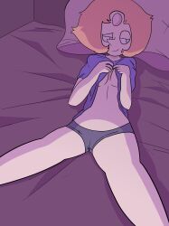 bed breasts cartoon_network drawinecchi drawinecchi2 gem_(species) laying_down laying_on_bed panties pearl_(steven_universe) pink_hair steven_universe thick_lines undressing