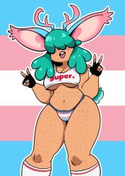 1girls breasts chubby female female_only hairy_legs large_breasts panties theaaronschmit trans_flag transgender_pride_colors wide_hips