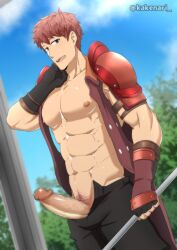 fire_emblem fire_emblem_echoes:_shadows_of_valentia jacket_open kakenari lukas_(fire_emblem) male_focus male_only penis penis_out shirt_open unzipped unzipped_pants