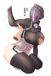 1girls armor_(artist) big_breasts black_legwear black_thighhighs bondrewd breast_grab disembodied_hands erect_nipples erect_nipples_under_clothes female female_focus garter_straps genderswap_(mtf) grabbing_from_behind groping groping_from_behind harness helmet made_in_abyss mask masked masked_female nipple_bulge rule_63 skin_tight solo_focus thick_thighs thighhighs tight_clothing