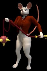 3d_(artwork) absurd_res angry anthro ass brown_eyes claws clothed clothing clouth custos_lunam digital_media_(artwork) female fur genitals hi_res humanoid mammal mina_(mina_the_hollower) mina_the_hollower mouse mouse_tail murid murine patreon rodent solo standing video_games weapon yacht_club_games