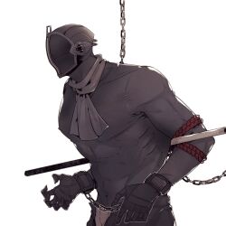 arms_tied bondrewd chains dilf erect_nipples_under_clothes handcuffs helmet made_in_abyss male male_only mask masked masked_male muscular muscular_male open_pants restrained rope scarf skin_tight solo spes_2323 tight_clothing wrist_cuffs