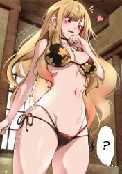 alternate_costume animahakim bikini blonde_hair blush breasts choker female gyaru kitagawa_marin official_alternate_costume solo sono_bisque_doll_wa_koi_wo_suru swimsuit tagme