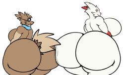 2girls ass big_ass big_breasts bubble_butt female huge_ass huge_breasts large_ass muffyhecc multiple_girls pokemon pokemon_(species) tagme thick_thighs wide_hips zangoose zigzagoon