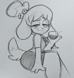 animal_crossing anthro awd canine dog doubutsu_no_mori drinking isabelle_(animal_crossing) nintendo seductive_eyes seductive_look seductive_smile shizue_(doubutsu_no_mori) source_request tagme tail themadcatter tipsy wine wine_glass year_request