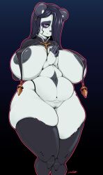 1girls anthro big_breasts black_hair chubby chubby_female female female_only furry hair_over_one_eye hi_res long_hair looking_at_viewer narrowed_eyes nun panda panda_ears praying purple_eyes pussy smiling smiling_at_viewer solo solo_female sukebepanda thick_thighs ursid