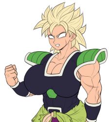 1girls big_breasts broly broly_(dragon_ball_super) detnox dragon_ball dragon_ball_super female female_broly female_only muscular muscular_female rule_63 scar solo super_saiyan