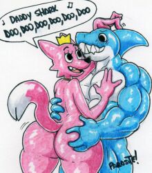 ass_grab baby_shark big_ass big_butt blush butt_grab daddy daddy_kink daddy_shark gay parasitedeath pinkfong pinkfong_(character)