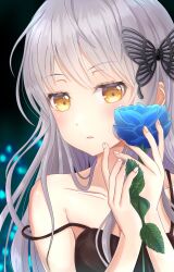 bang_dream! blush dress grey_hair long_hair minato_yukina yellow_eyes