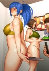 anal anal_expulsion anal_insertion anal_jelly anal_object_expulsion anal_object_insertion ass big_breasts blue_hair breasts brown_hair bubble_butt busty censored colored_scat enema_expulsion exposed female female_focus hourglass_figure king_of_fighters leona_heidern long_hair navel pooping_slime pseudo_scat shiory short_hair slime_enema snk solid_enema standing sweat tagme unusual_scat whip_(kof) wide_hips