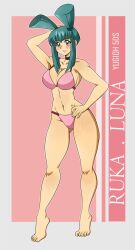 1girls aged_up bikini female female_only gold_eyes green_hair luna_(yu-gi-oh!) solo yu-gi-oh! yu-gi-oh!_5d's