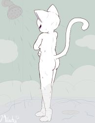 1girls anthro ass cat felid feline felis female female_only fur furry furry_only hi_res looking_at_viewer milachu92 naked nude shower snowball_(milachu92) solo tail