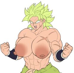 1girls big_breasts big_nipples broly broly_(dragon_ball_super) detnox dragon_ball dragon_ball_super female female_broly female_only legendary_super_saiyan muscular muscular_female rule_63 scar solo super_saiyan