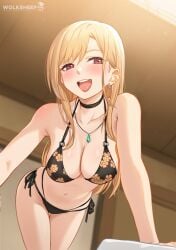 alternate_costume bikini blush breasts choker earrings female kitagawa_marin official_alternate_costume open_mouth solo sono_bisque_doll_wa_koi_wo_suru swimsuit tagme wolksheep