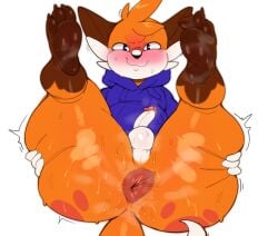 anthro anus ass balls big_ass big_butt blush bodily_fluids bottomless butt_grab canid canine clothed clothing curvy curvy_figure fat feet femboy fox fur furry furry_only genitals girly hand_on_butt hi_res hoodie looking_at_viewer male male_only mammal partially_clothed pawpads paws penis presenting presenting_anus presenting_ass seniorseasalt small_balls small_penis smile smug solo soups_(superiorfox) sweat sweaty_butt tail thick_thighs topwear wide_hips