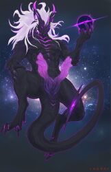 animal_genitalia animal_penis anthro big_penis black_body casting_spell digitigrade diphallia diphallism dragon genitals hair hemipenes hi_res holding_knee laobai long_penis magic male multi_genitalia multi_penis muscular muscular_anthro muscular_male penis purple_penis solo space spiked_tail spikes spikes_(anatomy) unusual_anatomy unusual_genitalia unusual_penis white_hair