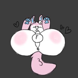 anthro anus ass balls big_butt blue_body blue_ears blue_fur blue_pawpads bow_tie closed_eyes eeveelution feet fluffy fluffy_tail fur genitals glu_(artist) happy heart legs_up lying male male/male male_only nintendo on_back pawpads paws penis pink_body pink_fur pink_paws pink_tail pokémon_(species) pokemon pokemon_(species) smile solo solo_focus spreading sylveon video_games white_body white_fur