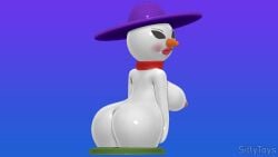 16:9 3d_(artwork) ass breasts carrot christmas clothing digital_media_(artwork) female food gradient_background hat headgear headwear holidays male mature_(disambiguation) plant scarf sillytoys snowman snowwoman solo vegetable widescreen