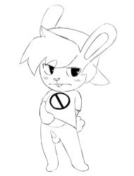 anonymous_artist anthro blush boyfriend_(friday_night_funkin) bunfriend bunny_ears bunny_tail friday_night_funkin happy_tree_friends looking_away male male_only no_color pac-man_eyes presenting_penis rabbit rabbit_penis shy tagme