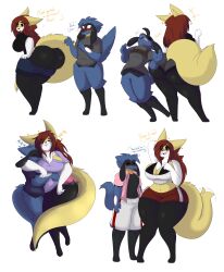 anthro big_ass big_breasts braixen bubble_butt dewwy(dewwydartz) dewwydartz female game_freak maddie(dewwydartz) nintendo pokémon_(species) pokemon pokemon_(species) riolu tagme thick_thighs