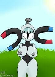 anthro big_breasts magnemite one_eye pokemon pokephilia