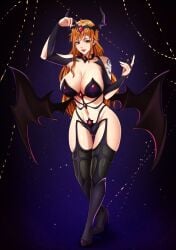 1girls belly belly_button brown_eyes cosplay devil_wings female female_only halloween high_heels kerana_art long_hair nami one_piece orange_hair post-timeskip seductive shoulder_tattoo skimpy_bikini skimpy_clothes solo succubus succubus_costume tattoo thick_thighs thighhighs wide_hips wings