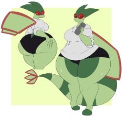 anthro big_ass big_breasts bubble_butt dewwydarts dewwydartz different_poses female flygon game_freak green_theme nintendo pokemon pokemon_(species) tagme