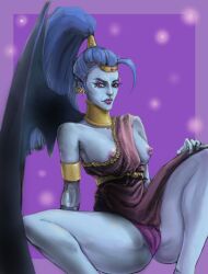 1girls 4554rt blue_hair blue_skin hades_(game) megaera_(hades) nipple_piercing nipples solo